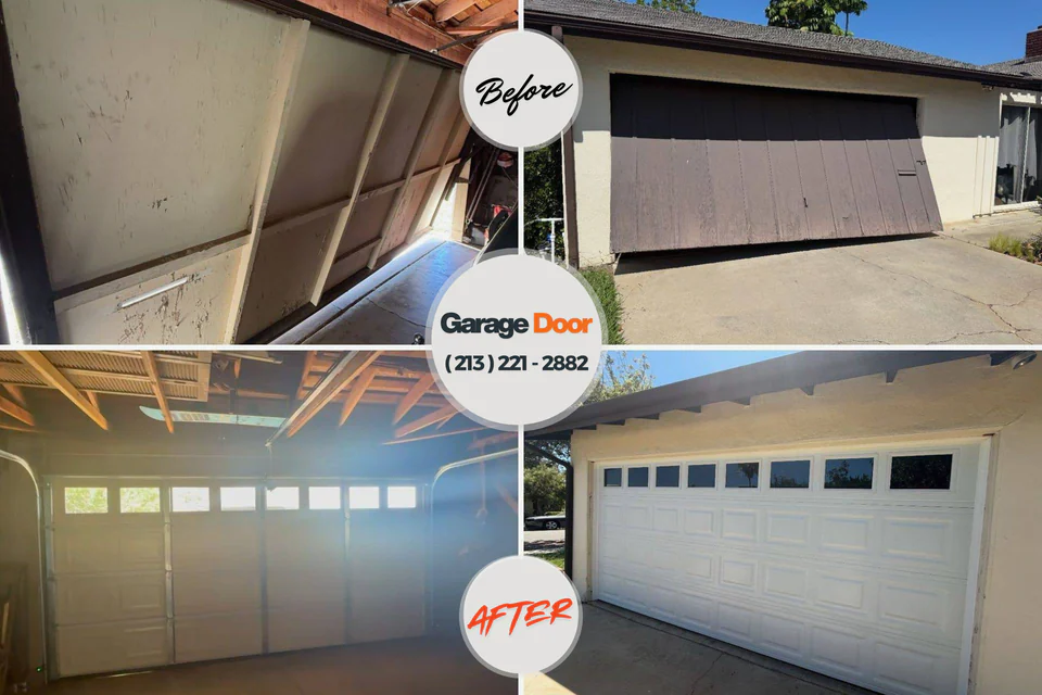 Before and after: garage door repair Carolina Shores, NC